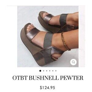 OTBT Bushnell Women  Size 7.5M Shoes Gold Pewter Wedge Platform Sandals Comfort